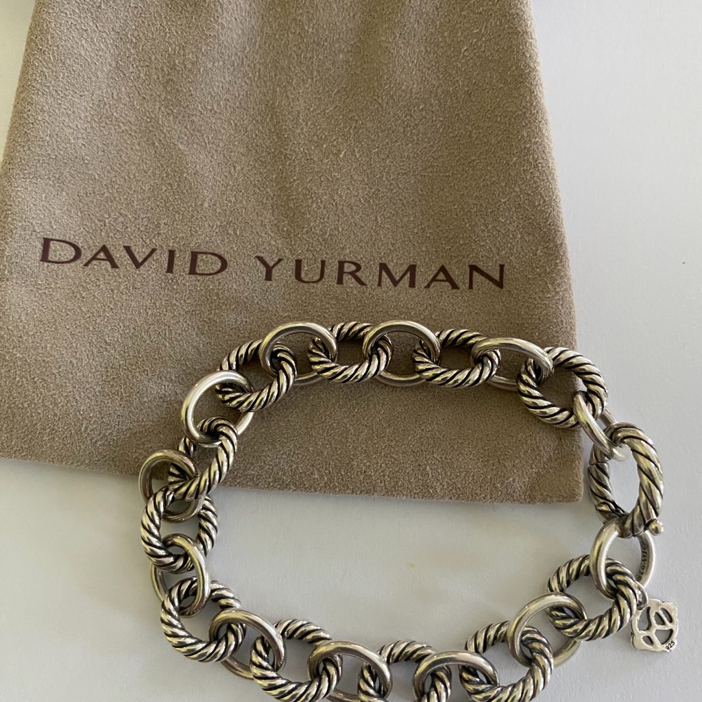 David Yurman Sterling Silver Oval Chain Link Bracelet Silver